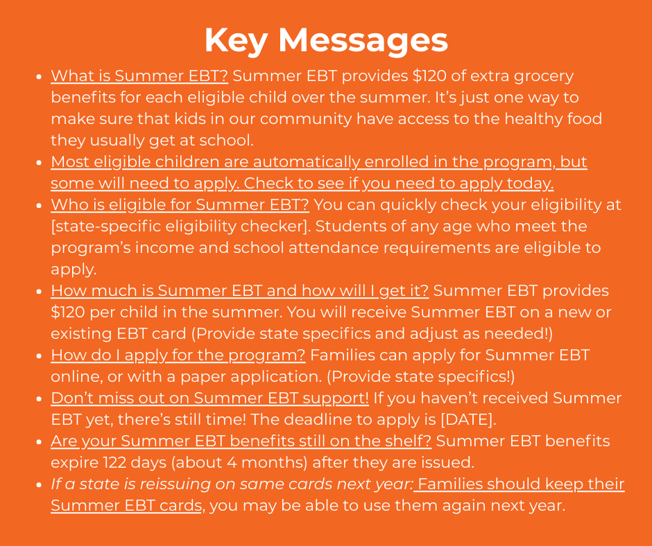 Key Summer EBT Messages